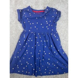 Mini Boden Navy Blue Dress with Gold Polka Dots